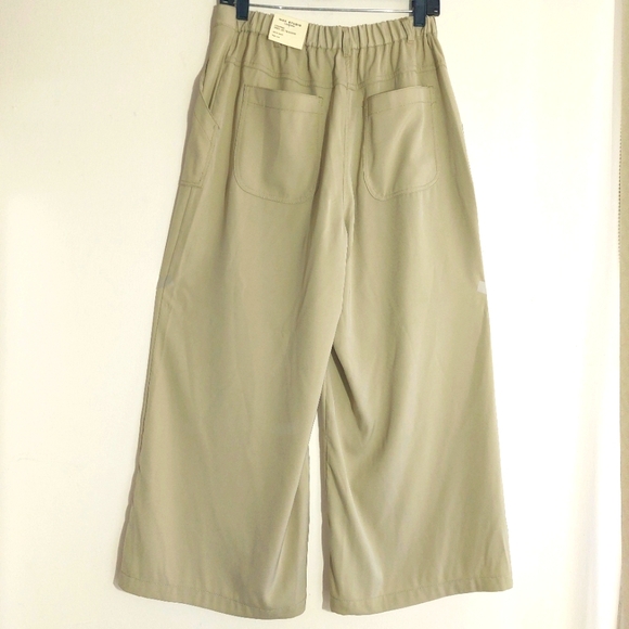 Max Studio London Women's High Waist Cropped Wide-Leg Trousers Moss Size L NWT - Picture 6 of 11